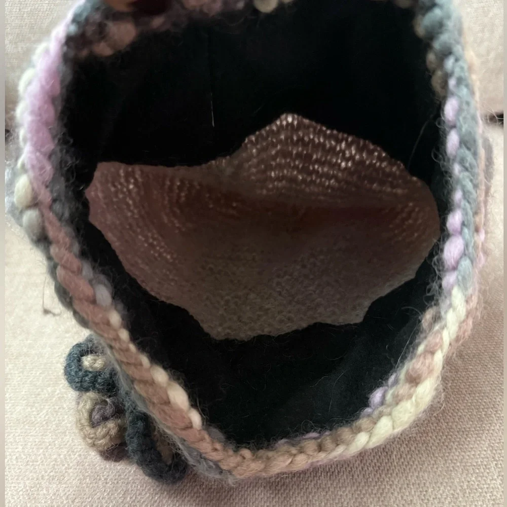 Handmade Knit Hat with Floral Accent